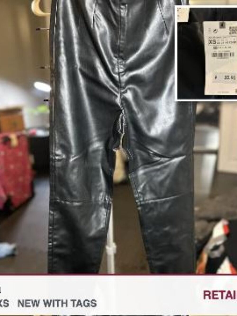 Zara Black Faux Leather Pants NWT XS